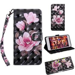 Black Powder Flower 3D Painted Leather Wallet Case for Samsung Galaxy A40