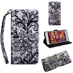 Black Lace Rose 3D Painted Leather Wallet Case for Samsung Galaxy A40