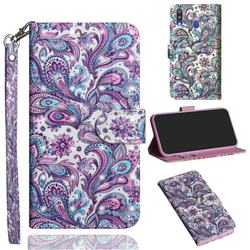 Swirl Flower 3D Painted Leather Wallet Case for Samsung Galaxy A40