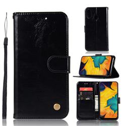 Luxury Retro Leather Wallet Case for Samsung Galaxy A40 - Black