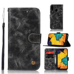 Luxury Retro Leather Wallet Case for Samsung Galaxy A40 - Gray