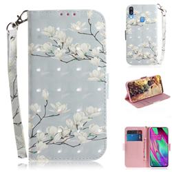 Magnolia Flower 3D Painted Leather Wallet Phone Case for Samsung Galaxy A40