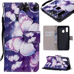 Violet butterfly 3D Painted Leather Wallet Case for Samsung Galaxy A40