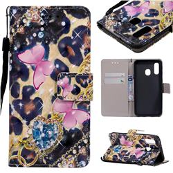 Pink Butterfly 3D Painted Leather Wallet Case for Samsung Galaxy A40