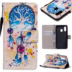 Blue Dream Catcher 3D Painted Leather Wallet Case for Samsung Galaxy A40