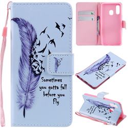Feather Birds PU Leather Wallet Case for Samsung Galaxy A40