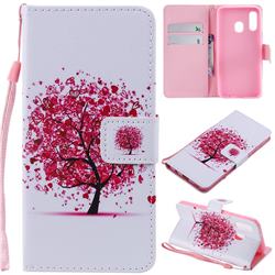 Colored Red Tree PU Leather Wallet Case for Samsung Galaxy A40