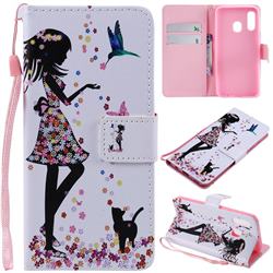 Petals and Cats PU Leather Wallet Case for Samsung Galaxy A40