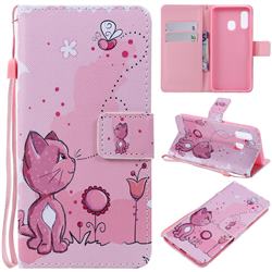 Cats and Bees PU Leather Wallet Case for Samsung Galaxy A40