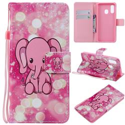 Pink Elephant PU Leather Wallet Case for Samsung Galaxy A40