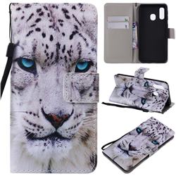 White Leopard PU Leather Wallet Case for Samsung Galaxy A40
