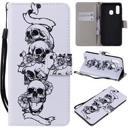 Skull Head PU Leather Wallet Case for Samsung Galaxy A40