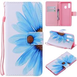 Blue Sunflower PU Leather Wallet Case for Samsung Galaxy A40