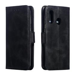 Retro Classic Calf Pattern Leather Wallet Phone Case for Samsung Galaxy A40 - Black