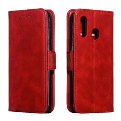 Retro Classic Calf Pattern Leather Wallet Phone Case for Samsung Galaxy A40 - Red