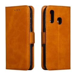 Retro Classic Calf Pattern Leather Wallet Phone Case for Samsung Galaxy A40 - Yellow
