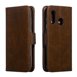 Retro Classic Calf Pattern Leather Wallet Phone Case for Samsung Galaxy A40 - Brown