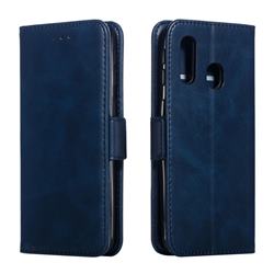 Retro Classic Calf Pattern Leather Wallet Phone Case for Samsung Galaxy A40 - Blue