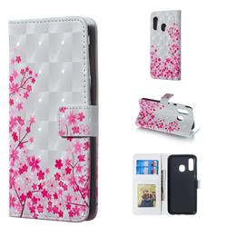 Cherry Blossom 3D Painted Leather Phone Wallet Case for Samsung Galaxy A40
