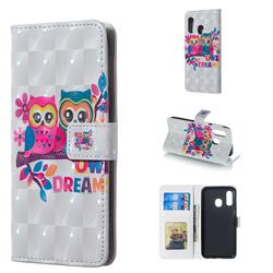 Couple Owl 3D Painted Leather Phone Wallet Case for Samsung Galaxy A40