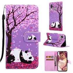 Cherry Blossom Panda Matte Leather Wallet Phone Case for Samsung Galaxy A40