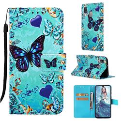 Love Butterfly Matte Leather Wallet Phone Case for Samsung Galaxy A40