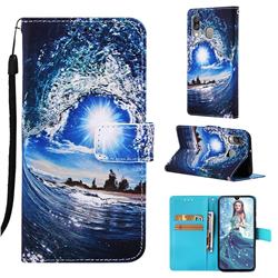 Waves and Sun Matte Leather Wallet Phone Case for Samsung Galaxy A40