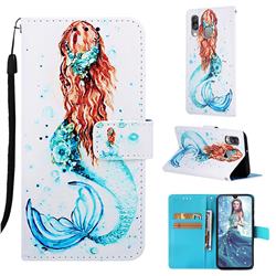 Mermaid Matte Leather Wallet Phone Case for Samsung Galaxy A40