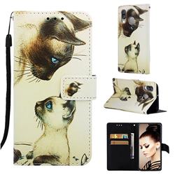 Cat Confrontation Matte Leather Wallet Phone Case for Samsung Galaxy A40