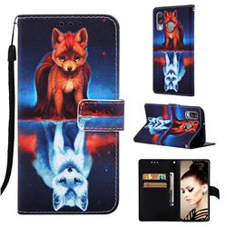 Water Fox Matte Leather Wallet Phone Case for Samsung Galaxy A40