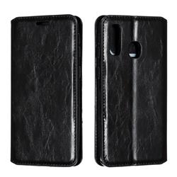 Retro Slim Magnetic Crazy Horse PU Leather Wallet Case for Samsung Galaxy A40 - Black