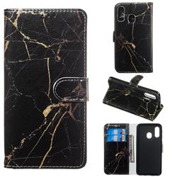 Black Gold Marble PU Leather Wallet Case for Samsung Galaxy A40