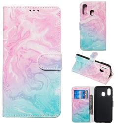 Pink Green Marble PU Leather Wallet Case for Samsung Galaxy A40
