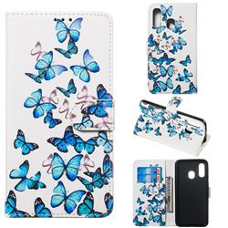 Blue Vivid Butterflies PU Leather Wallet Case for Samsung Galaxy A40