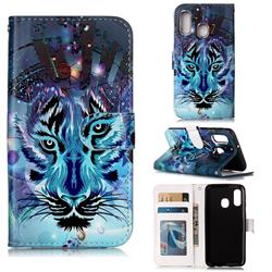 Ice Wolf 3D Relief Oil PU Leather Wallet Case for Samsung Galaxy A40