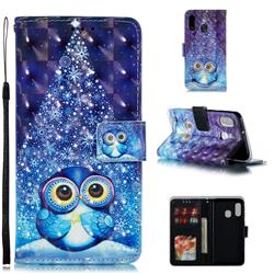 Stage Owl 3D Painted Leather Phone Wallet Case for Samsung Galaxy A40