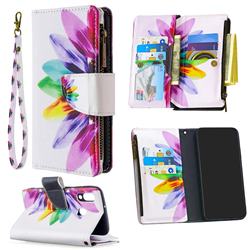Seven-color Flowers Binfen Color BF03 Retro Zipper Leather Wallet Phone Case for Samsung Galaxy A40