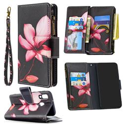 Lotus Flower Binfen Color BF03 Retro Zipper Leather Wallet Phone Case for Samsung Galaxy A40