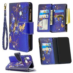 Purple Butterfly Binfen Color BF03 Retro Zipper Leather Wallet Phone Case for Samsung Galaxy A40