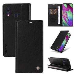 YIKATU Litchi Card Magnetic Automatic Suction Leather Flip Cover for Samsung Galaxy A40 - Black