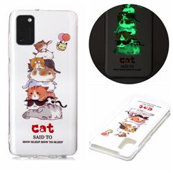 Cute Cat Noctilucent Soft TPU Back Cover for Samsung Galaxy A41