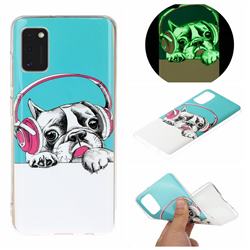 Headphone Puppy Noctilucent Soft TPU Back Cover for Samsung Galaxy A41