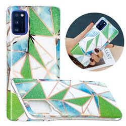 Green Triangle Painted Marble Electroplating Protective Case for Samsung Galaxy A41