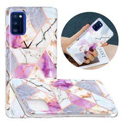 Purple and White Painted Marble Electroplating Protective Case for Samsung Galaxy A41