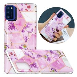 Purple Flower Painted Marble Electroplating Protective Case for Samsung Galaxy A41