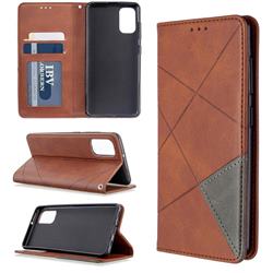 Prismatic Slim Magnetic Sucking Stitching Wallet Flip Cover for Samsung Galaxy A41 - Brown