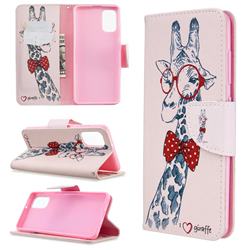 Glasses Giraffe Leather Wallet Case for Samsung Galaxy A41