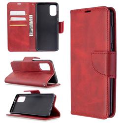 Classic Sheepskin PU Leather Phone Wallet Case for Samsung Galaxy A41 - Red