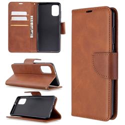 Classic Sheepskin PU Leather Phone Wallet Case for Samsung Galaxy A41 - Brown