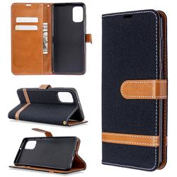 Jeans Cowboy Denim Leather Wallet Case for Samsung Galaxy A41 - Black
